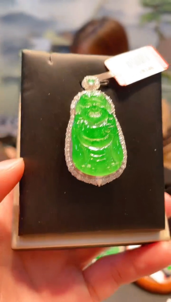 【闪购商品】翡翠颈饰18K金镶嵌A80天然A货翡翠