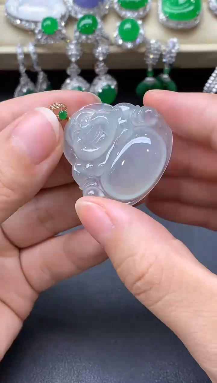 翡翠18K金镶嵌颈饰477-中国好珍宝