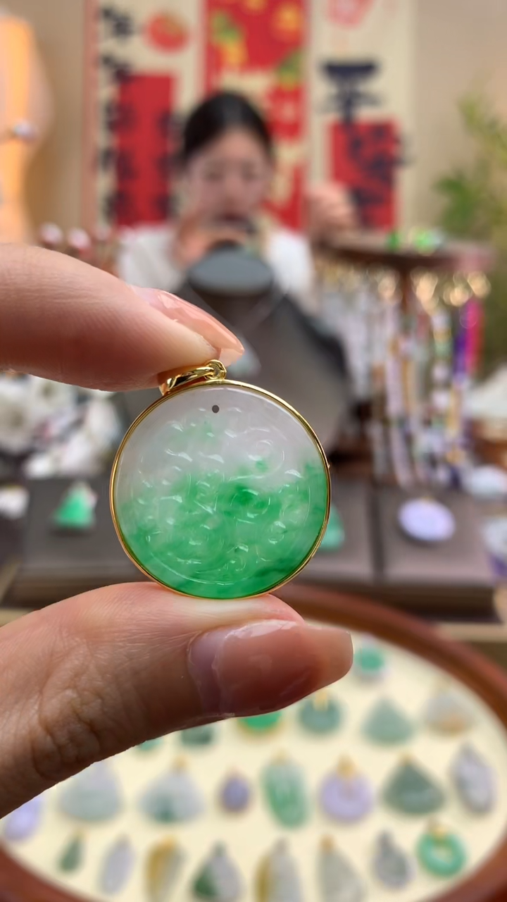 【闪购商品】翡翠颈饰银S925镶嵌无事牌