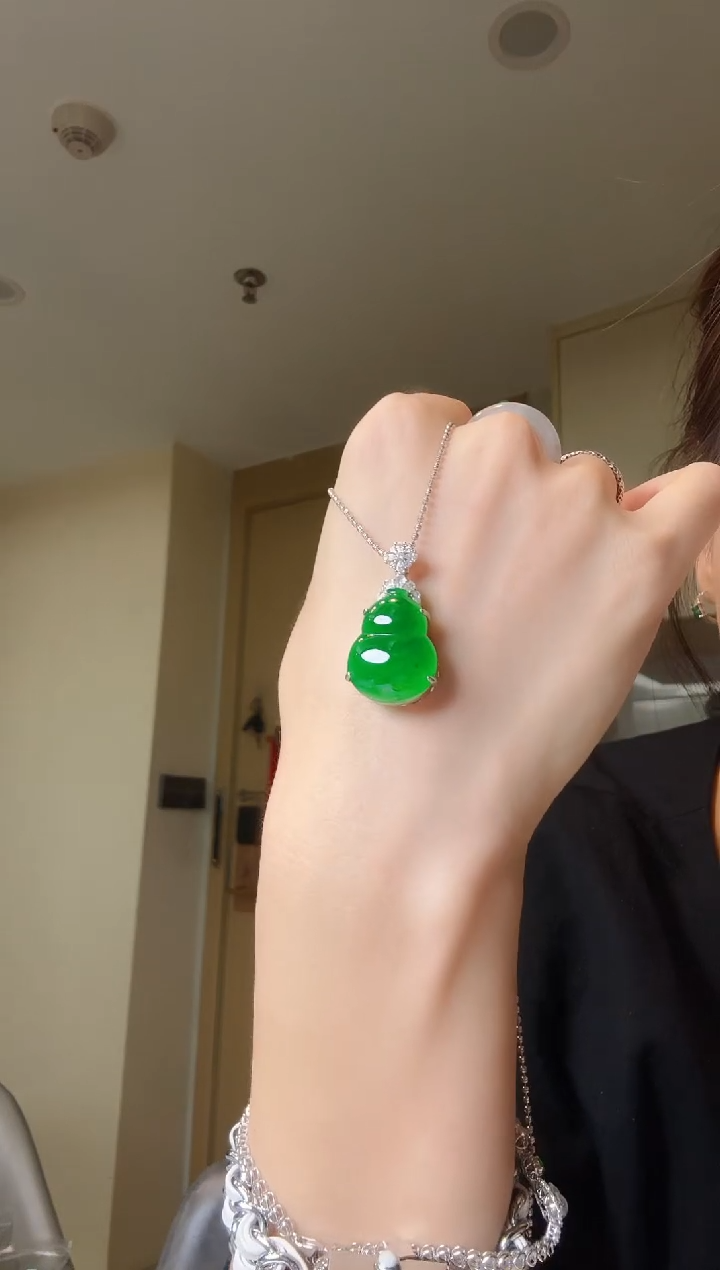 翡翠银S925镶嵌吊坠(不含链)天然翡翠吊坠