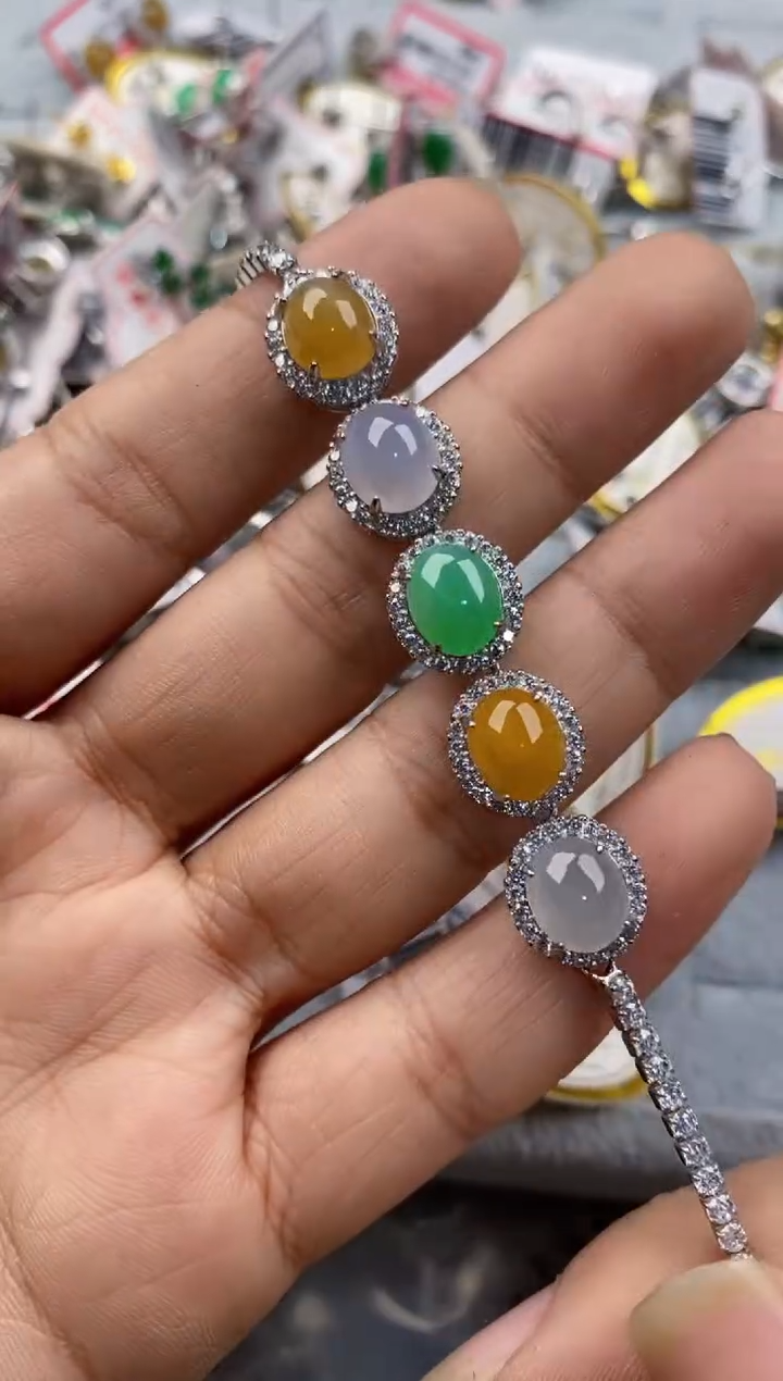 银S925镶嵌戒指翡翠555--8