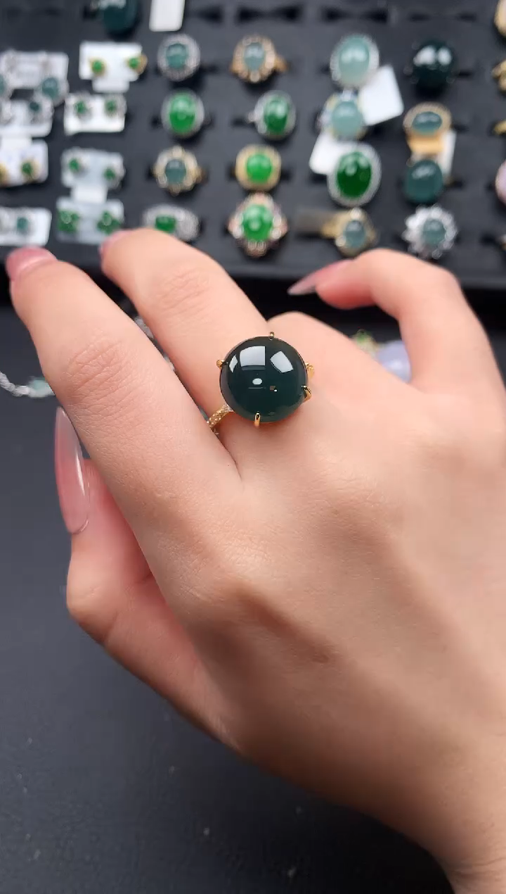 【闪购商品】翡翠戒指银S925镶嵌52141