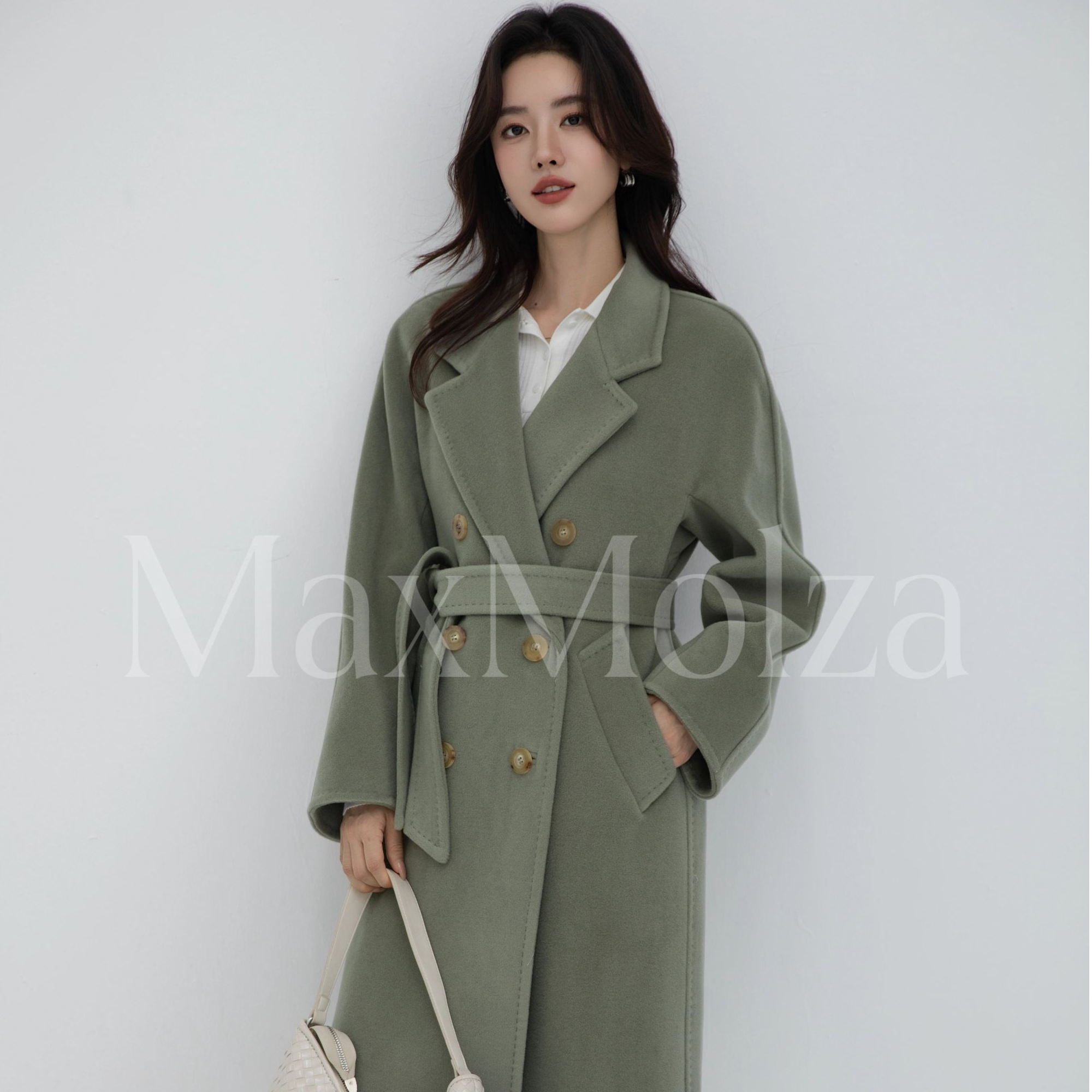 MaxMolza经典801长款翻领秋冬季羊毛轻奢大衣