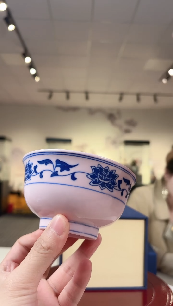 碗陶瓷红稀4.5英寸青花缠枝连碗+礼盒