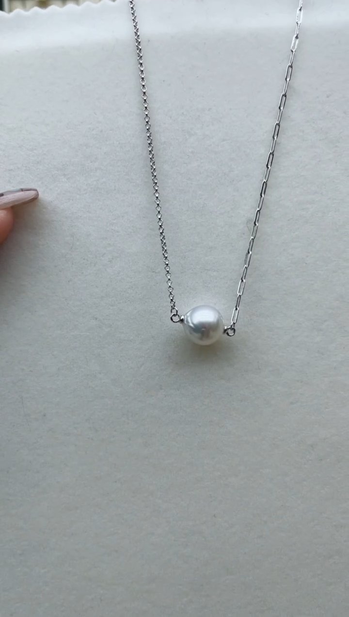 银S925镶嵌海水珍珠套链8