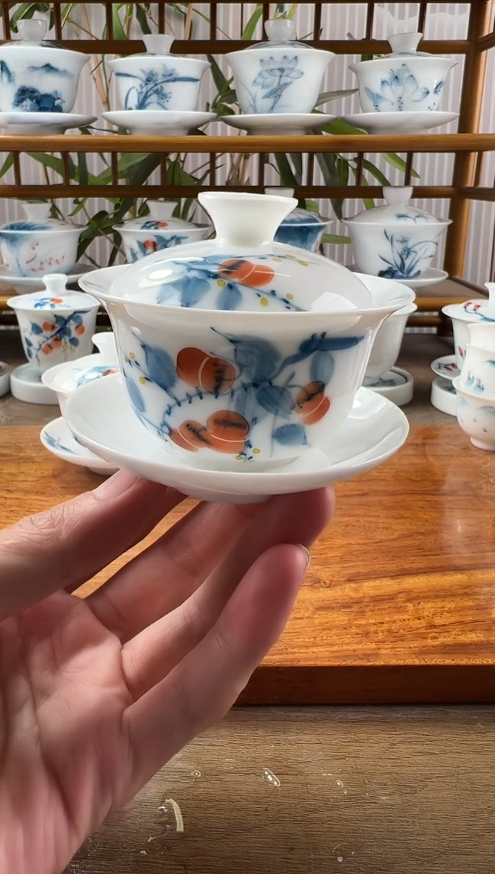 微瑕柿子80ml三才盖碗