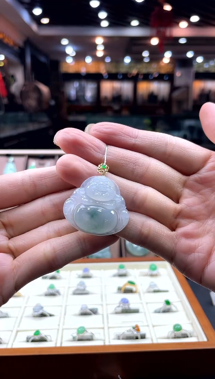 【闪购商品】翡翠颈饰18K金镶嵌佛公