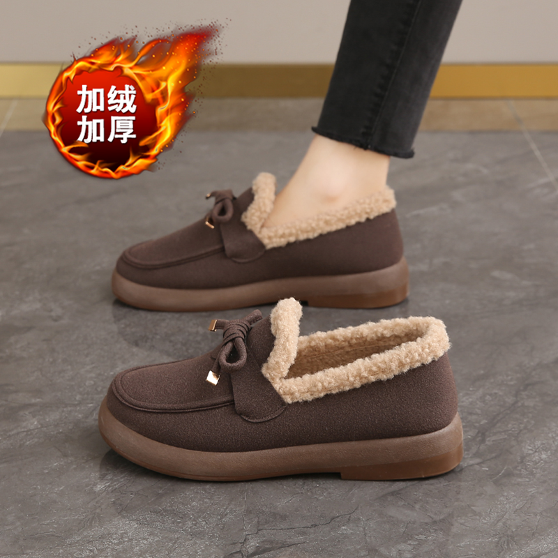 加绒老北京布鞋女棉鞋2025新款冬季防滑软底奶奶鞋保暖妈妈豆豆鞋