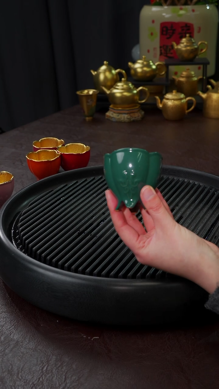 【闪购商品】杯【宜景窑绿松石鎏金】小逐鹿四方