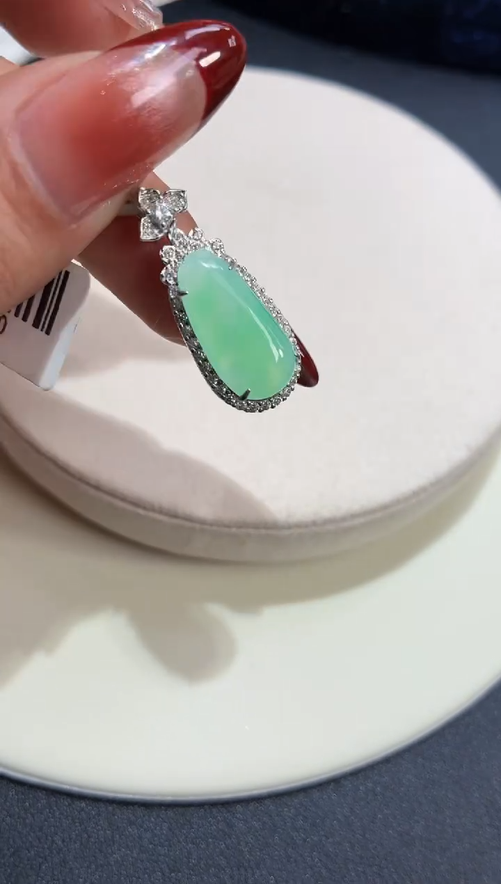 吊坠(不含链)银S925镶嵌翡翠福瓜