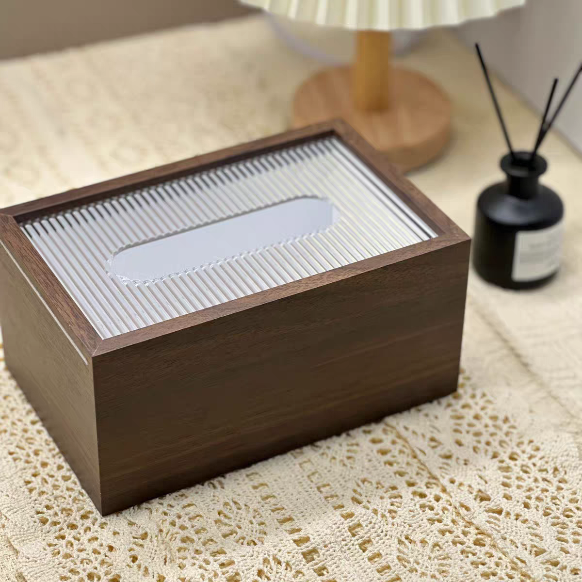 新中式实木时尚北欧木盒防锈收纳方形首饰盒酒店纸巾盒