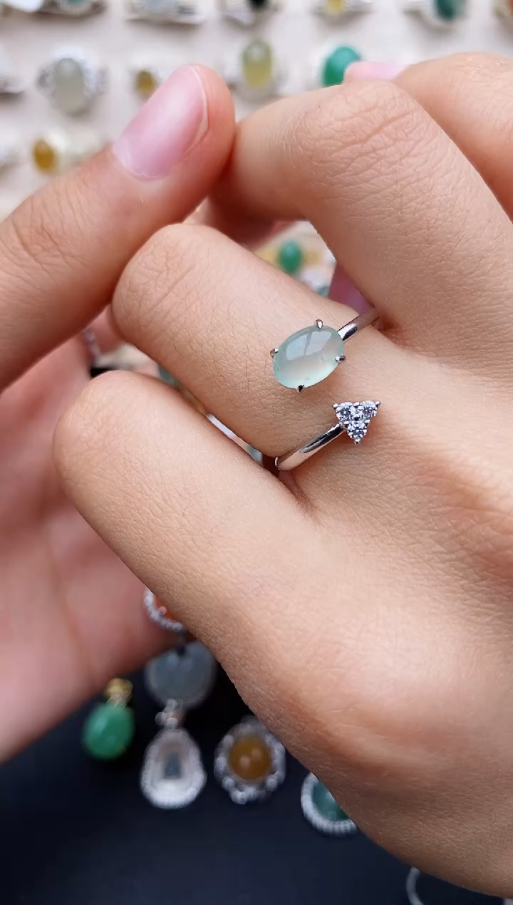 【闪购商品】翡翠戒指银S925镶嵌缅甸翡翠