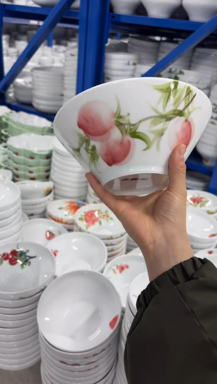 景德镇手绘釉中彩（食品级）斗笠面碗