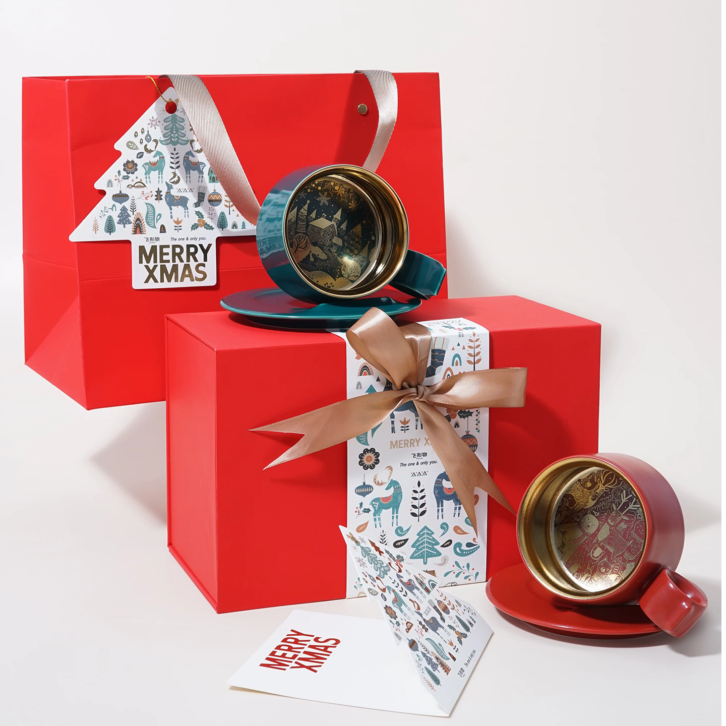 【圣诞限定】飞形物.景德镇手工陶瓷圣诞限定情侣咖啡对杯生日礼物