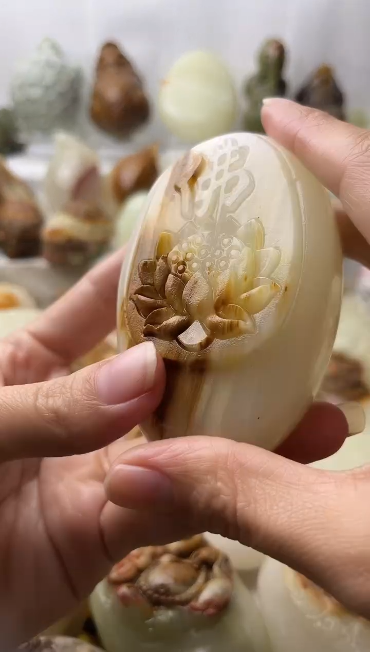 石材古青石棉纹正常不退换佛莲花