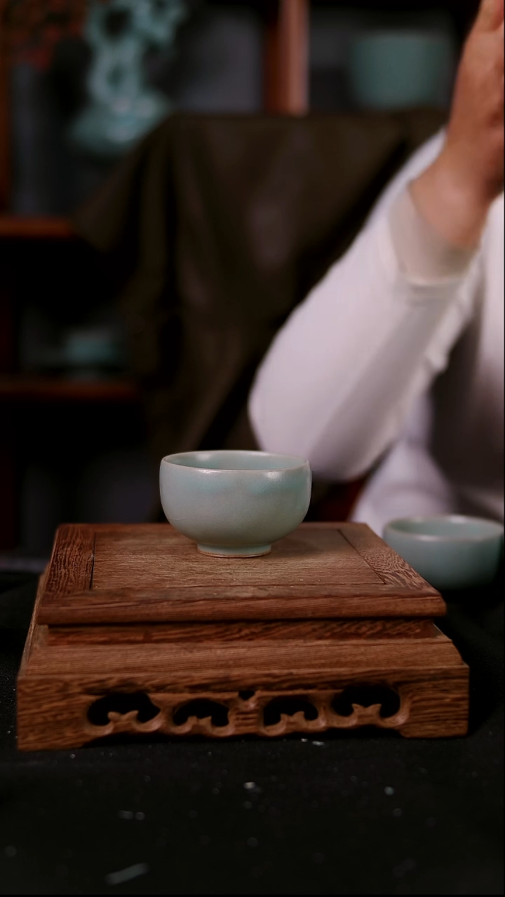 杯子陶青霁汝窑仿古釉  微瑕
