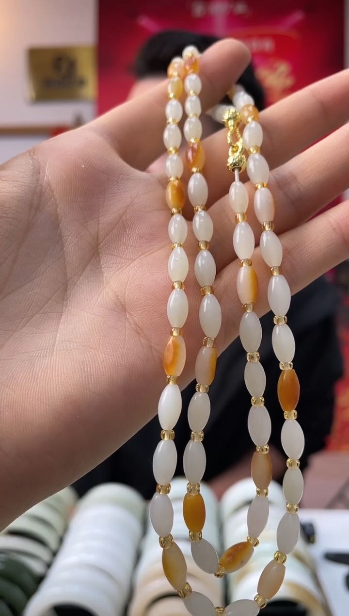 【闪购商品】和田玉颈饰未镶嵌山流水小米珠美人链发一件