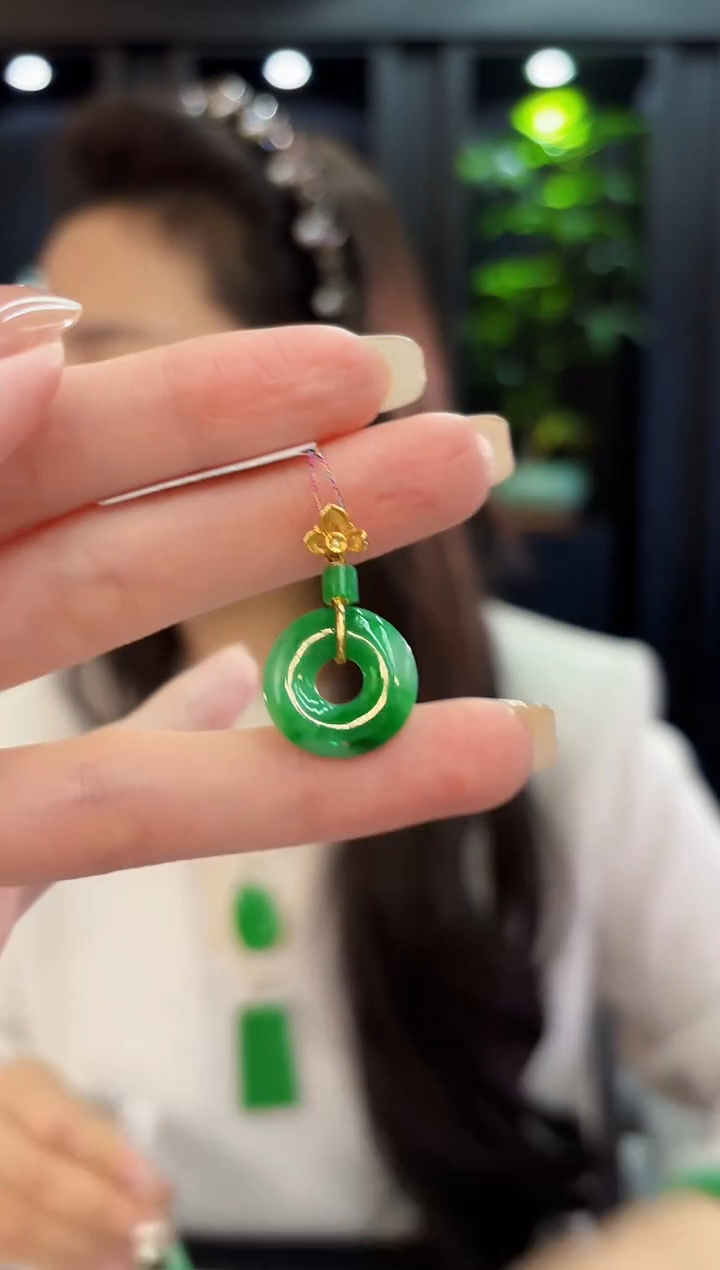 吊坠(不含链)18K金镶嵌翡翠 缅料A货/支持复检/一件