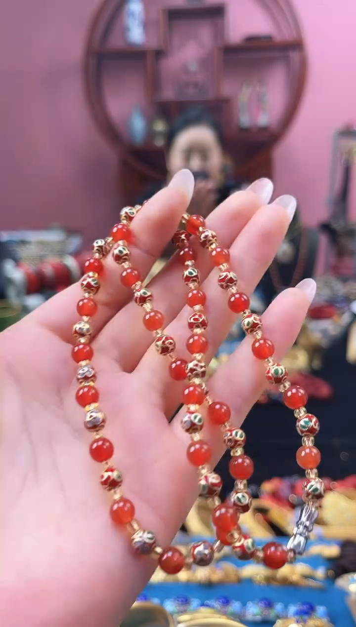 非遗 景泰蓝项链 0.6红色