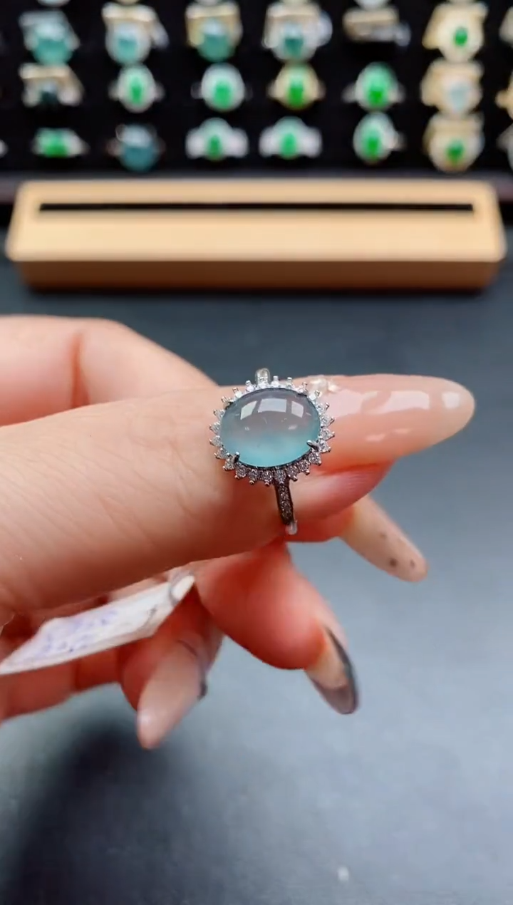 银S925镶嵌戒指翡翠1