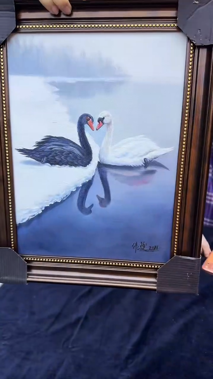 油画4管伟骏30*40天鹅精品油画作品