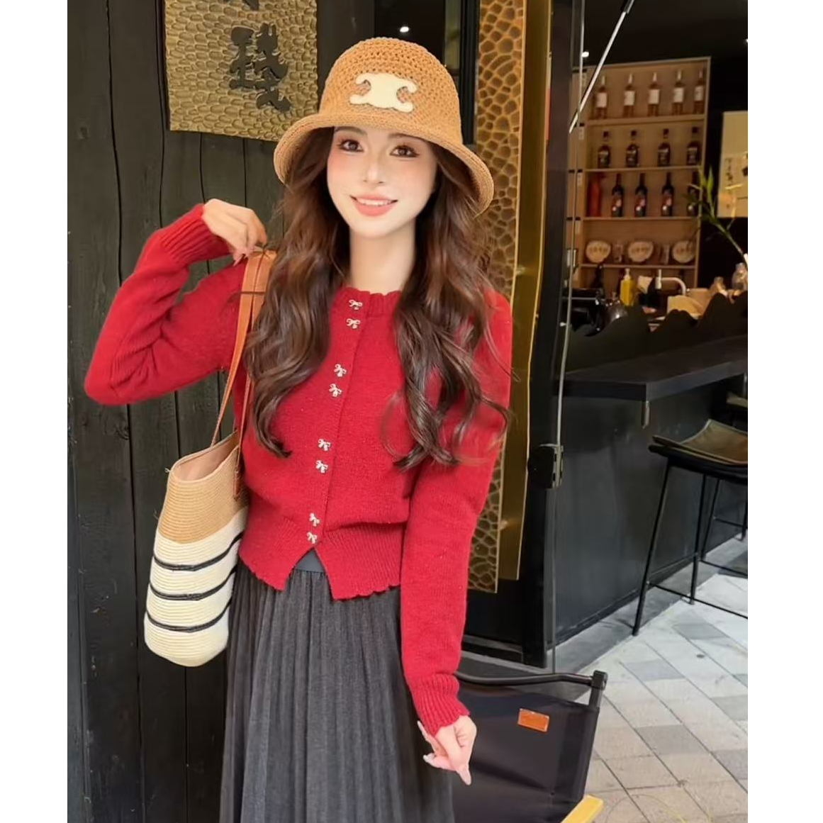 新款小香风毛衣外套2025秋冬软糯高级感圣诞穿搭针织开衫#9533