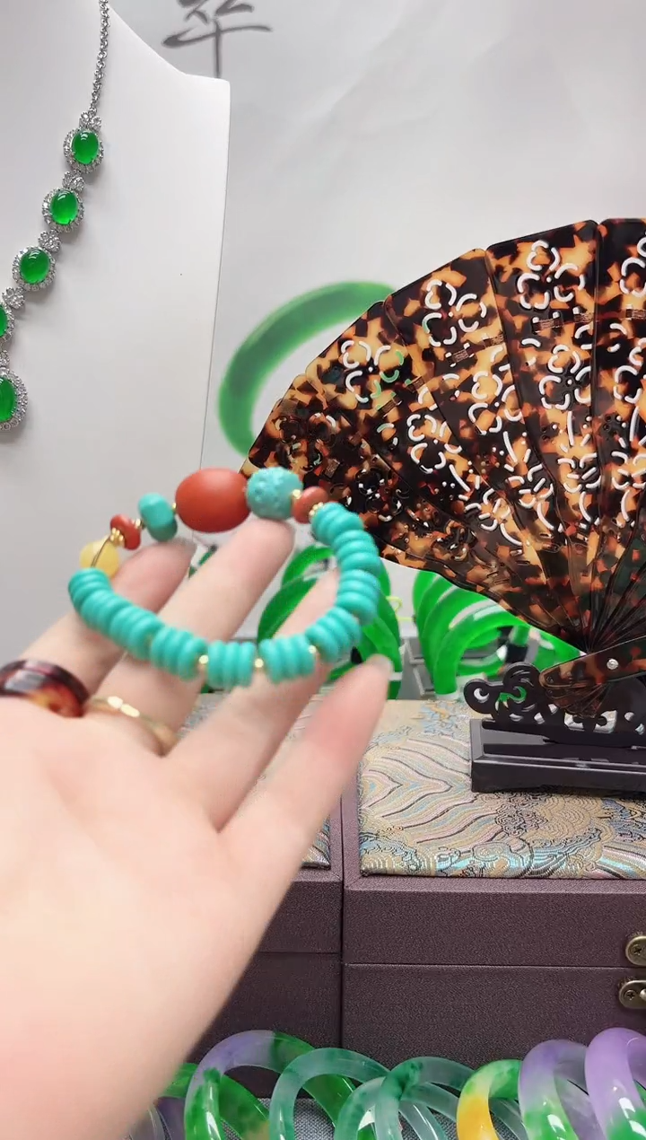 高货高瓷蓝色松松原创手串