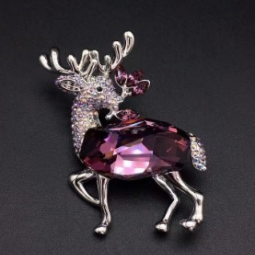 铜合金仿水晶胸针 禧娘娘-小众手工时尚创意复古大衣胸针-S3435