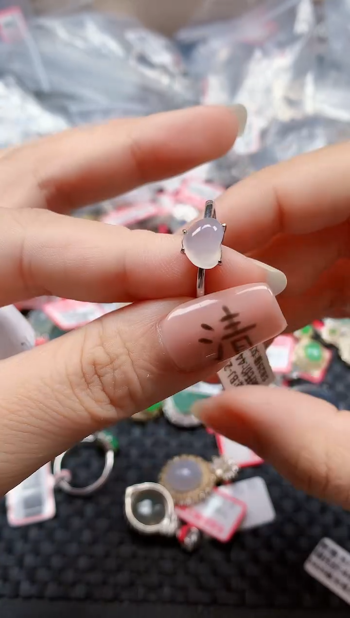 银S925镶嵌戒指翡翠天然A货缅甸翡翠