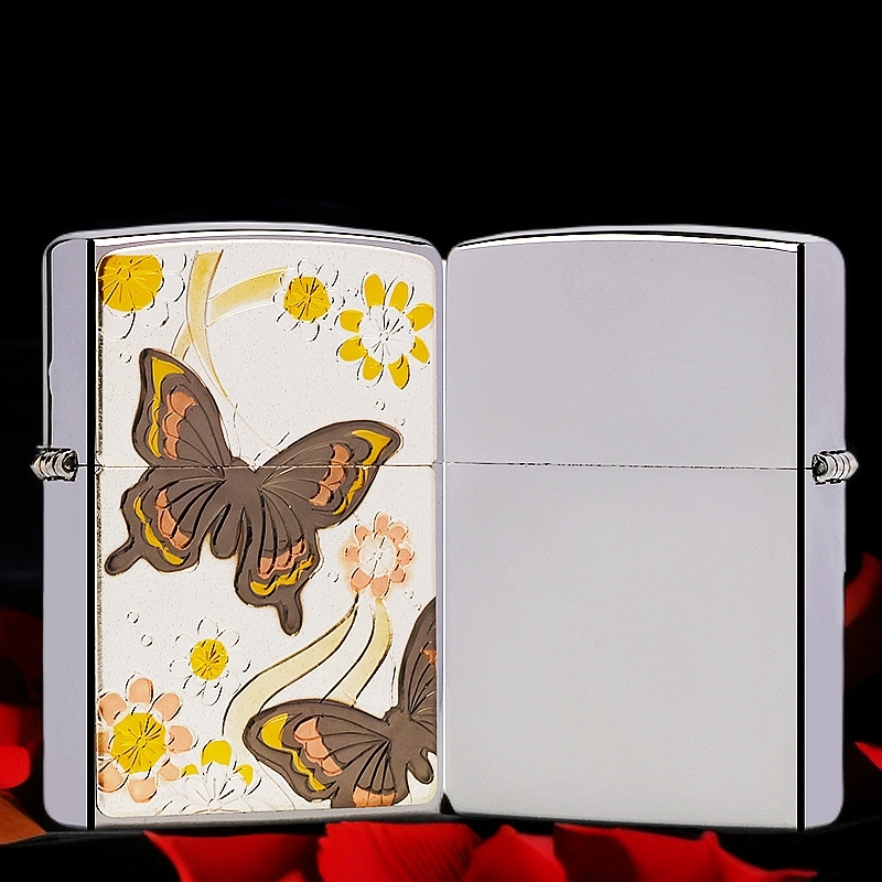 ZIPPO/之宝本金莳绘系列之【蝶恋花】正品煤油打火机KF-DF