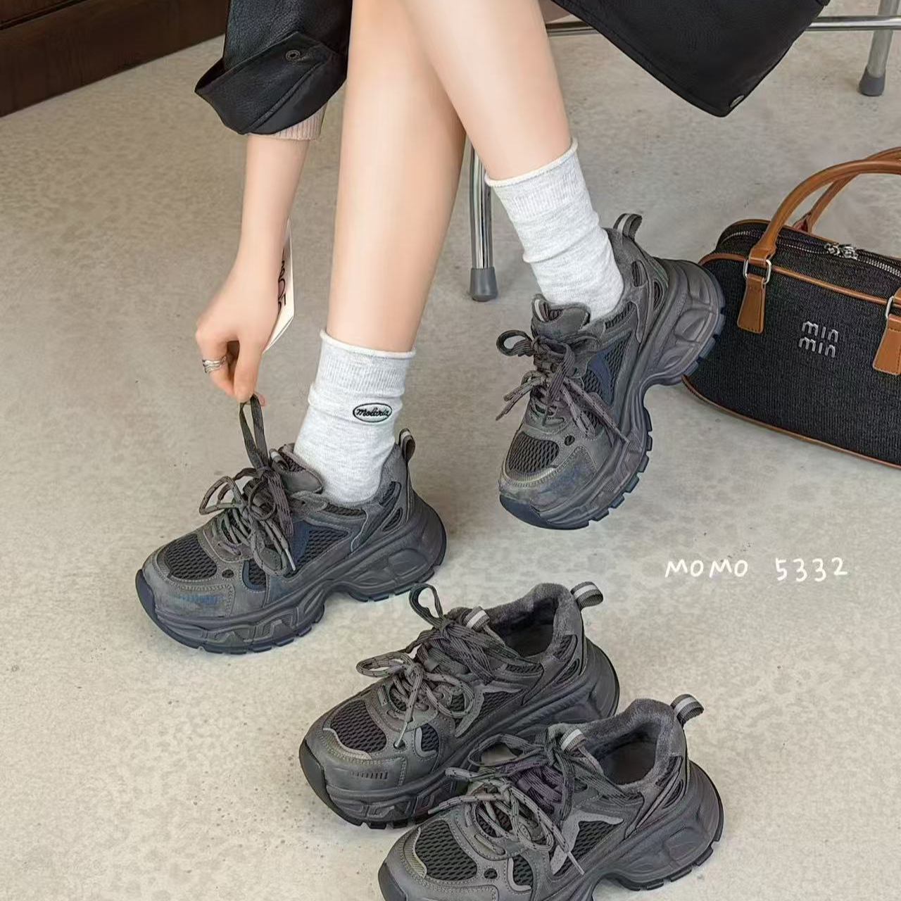 【媛媛の鞋店】5332加绒真皮老爹鞋