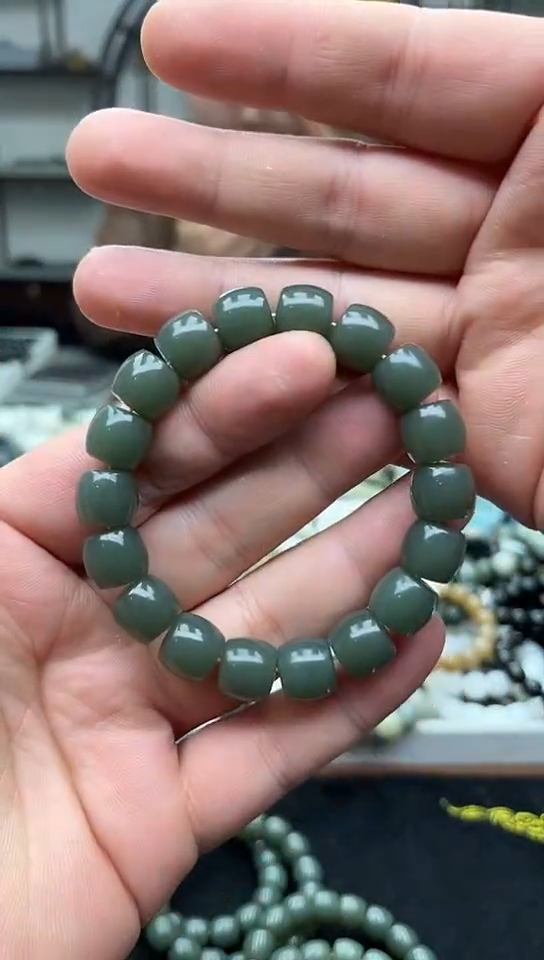 未镶嵌手串和田玉纯天然新疆且末正蓝12