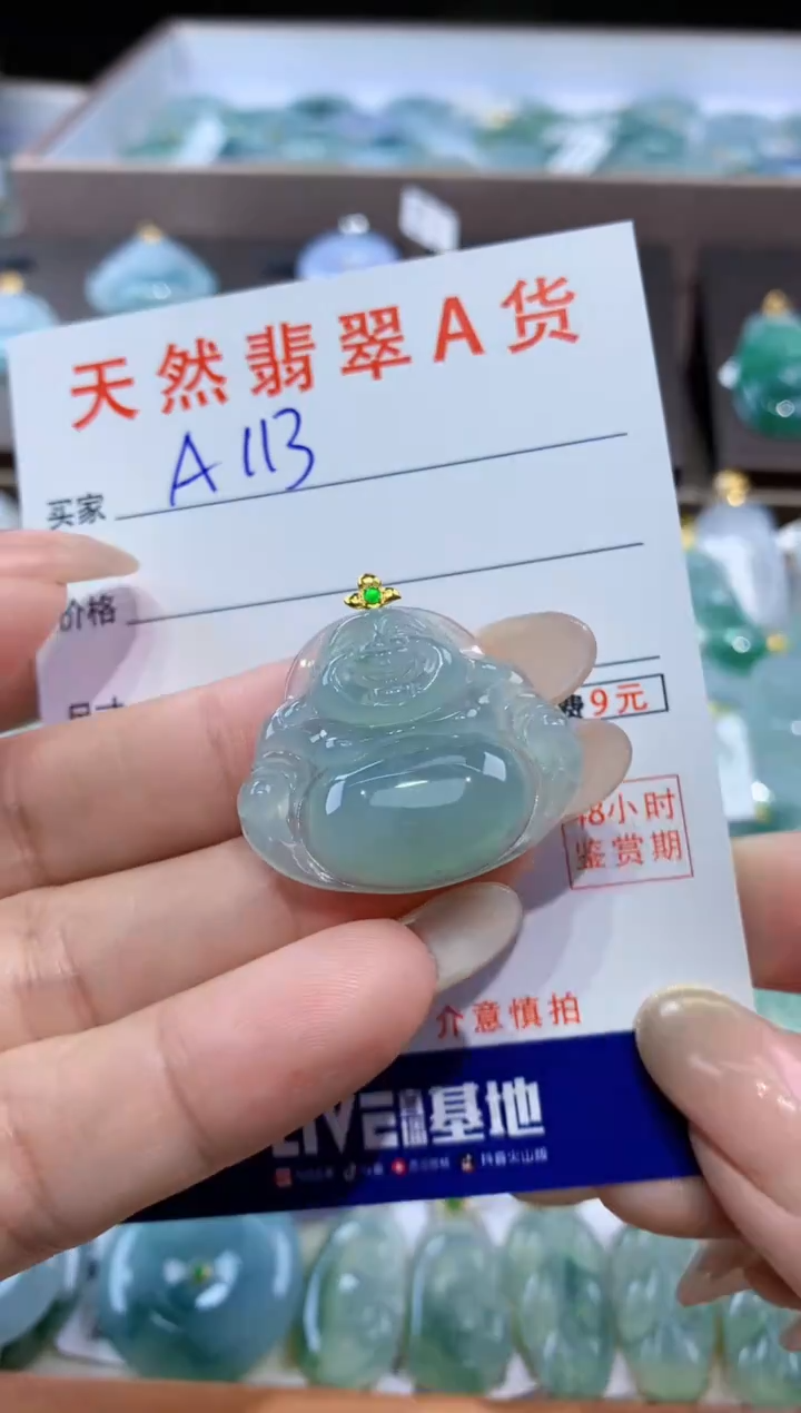 颈饰18K金镶嵌翡翠 天然翡翠A货挂件