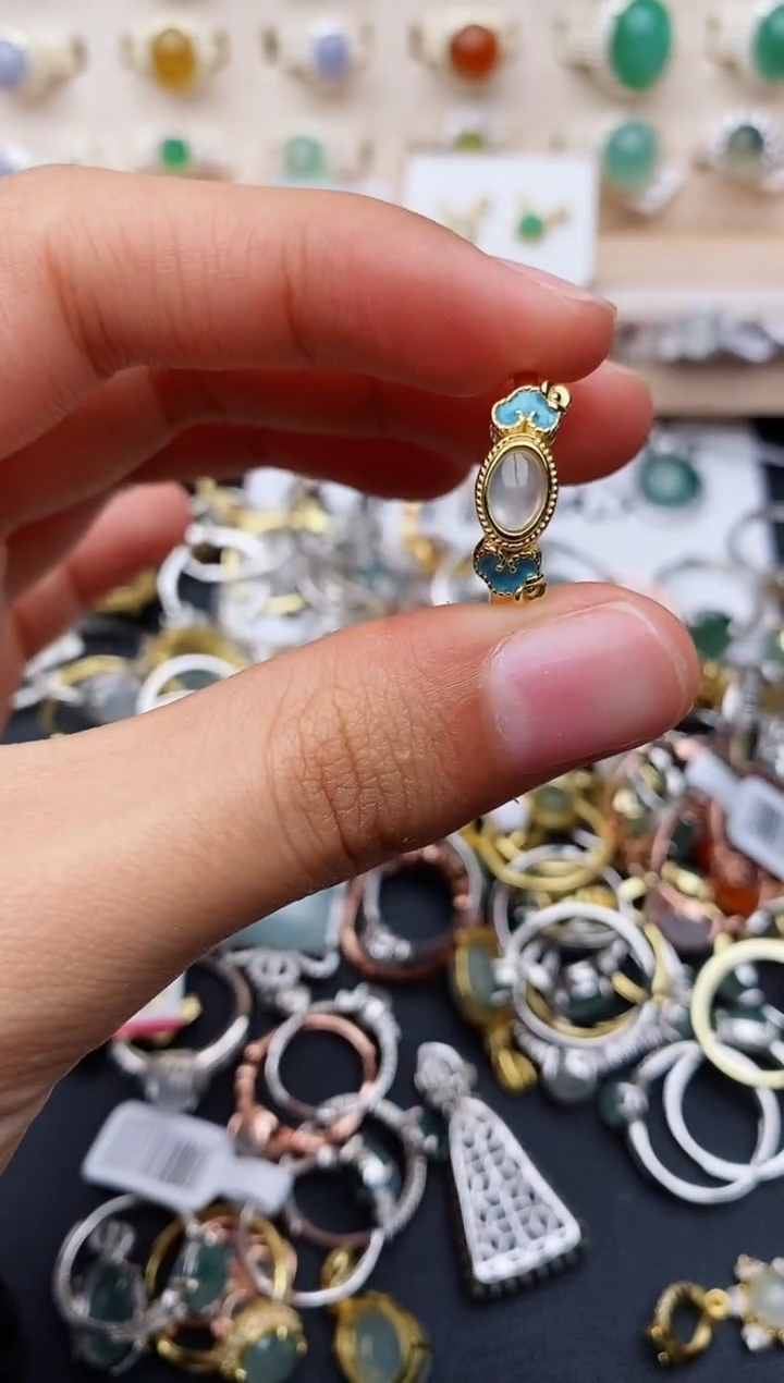 【闪购商品】翡翠戒指银S925镶嵌缅甸翡翠