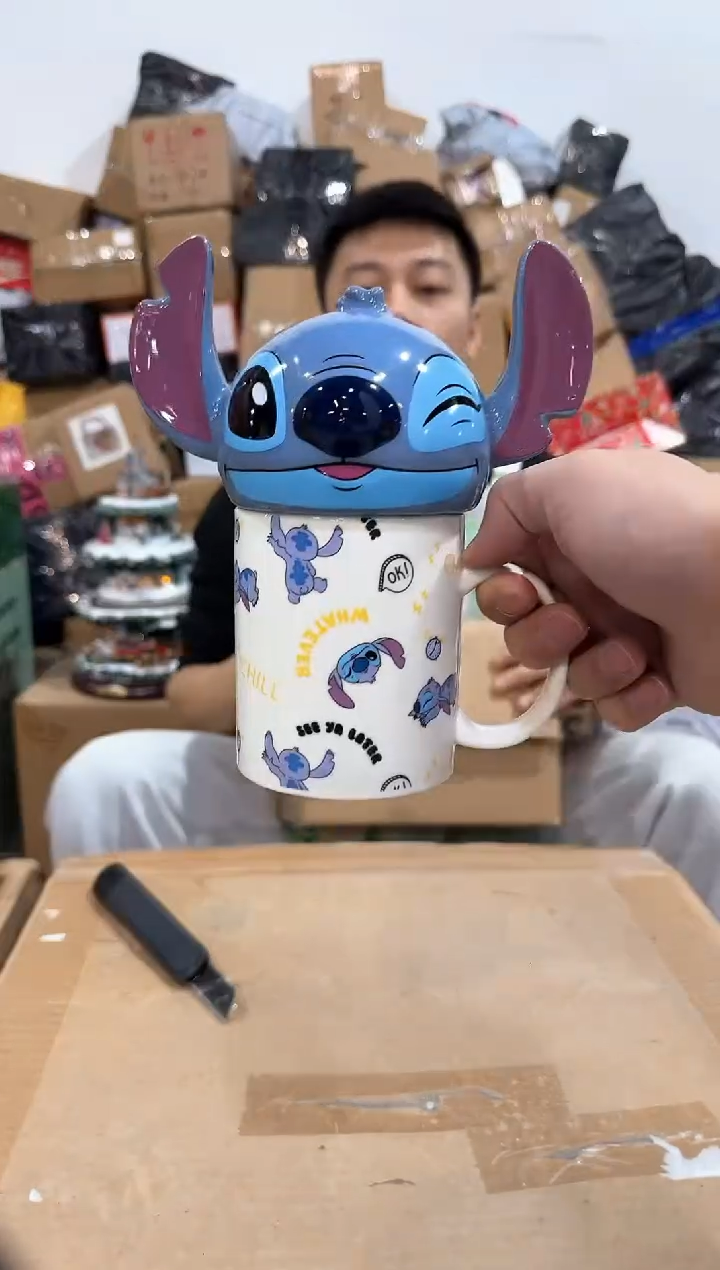 瓷片原盒史迪仔眨眼满印水杯