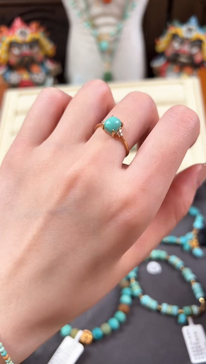 【闪购商品】绿松石戒指18K金镶嵌绿松石戒指