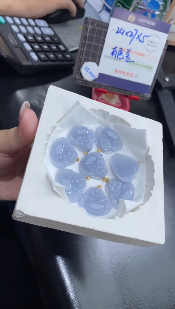 【闪购商品】翡翠挂件18K金镶嵌满紫佛公FL25多样性发其一CP配绳