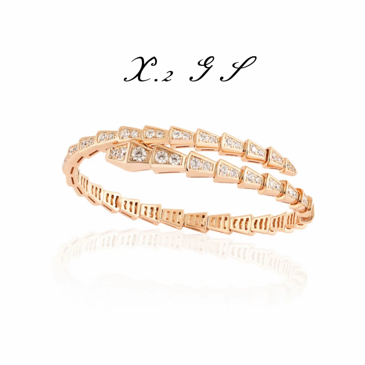 合金手镯 X·2高奢 精致满镶双圈蛇形 手镯 T43