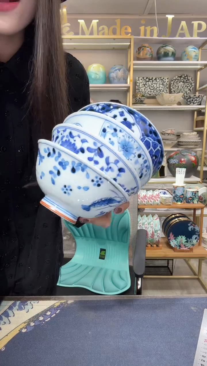 陶瓷蓝凛堂14厘米茶渍碗4只