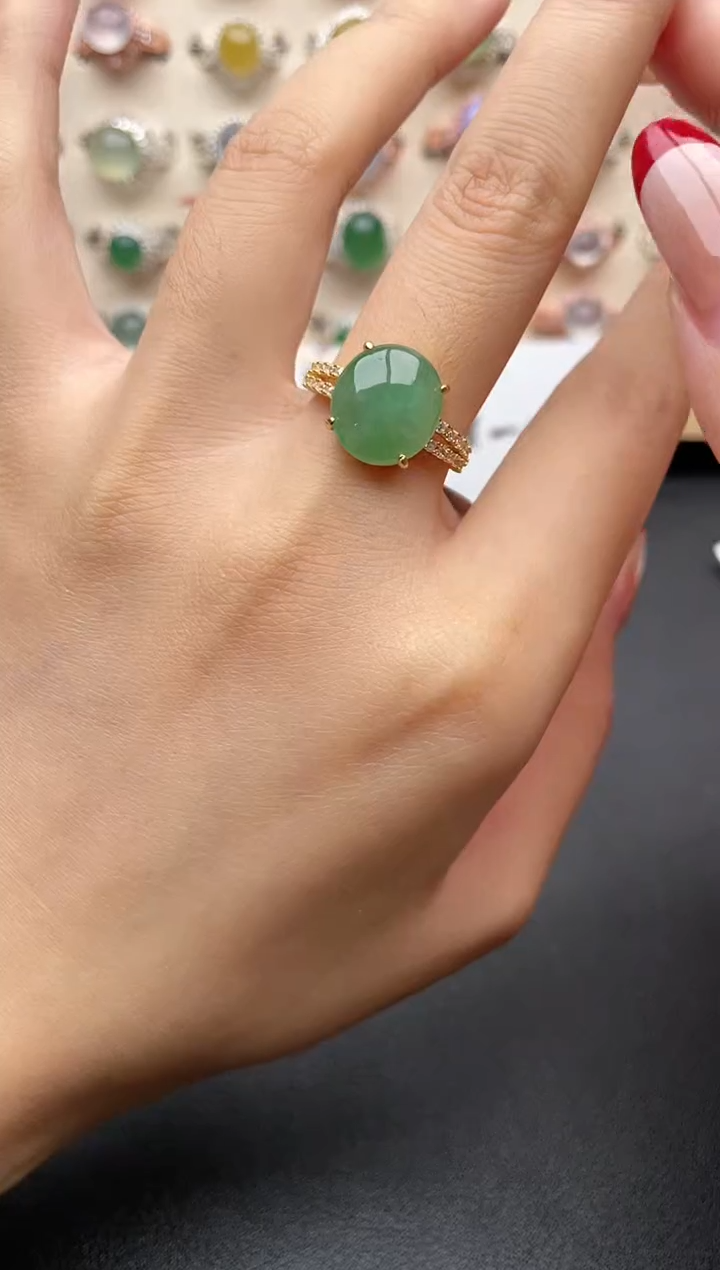 【闪购商品】翡翠戒指银S925镶嵌一物一证一礼盒