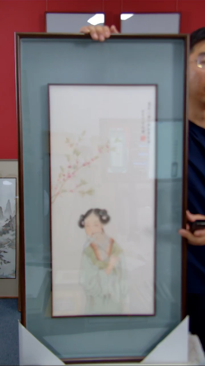 国画朱丽蓉《桃花仕女》装裱98*50