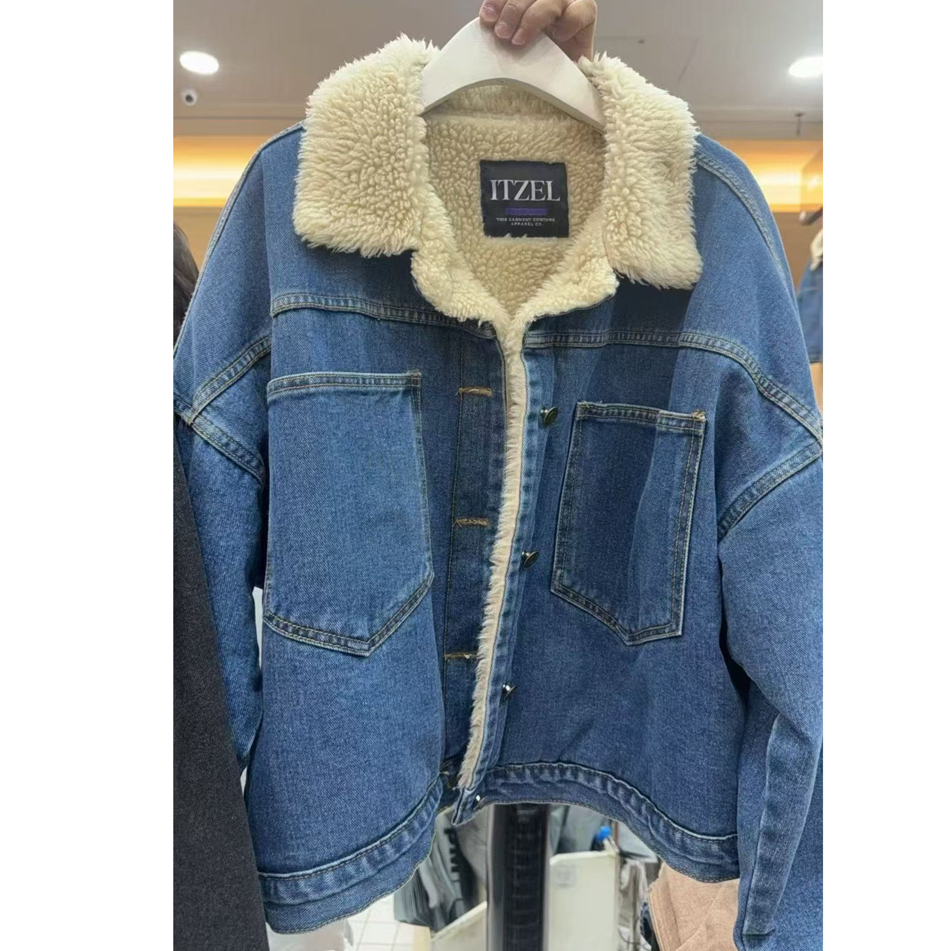 韩版秋冬新款牛仔毛绒外套女上衣