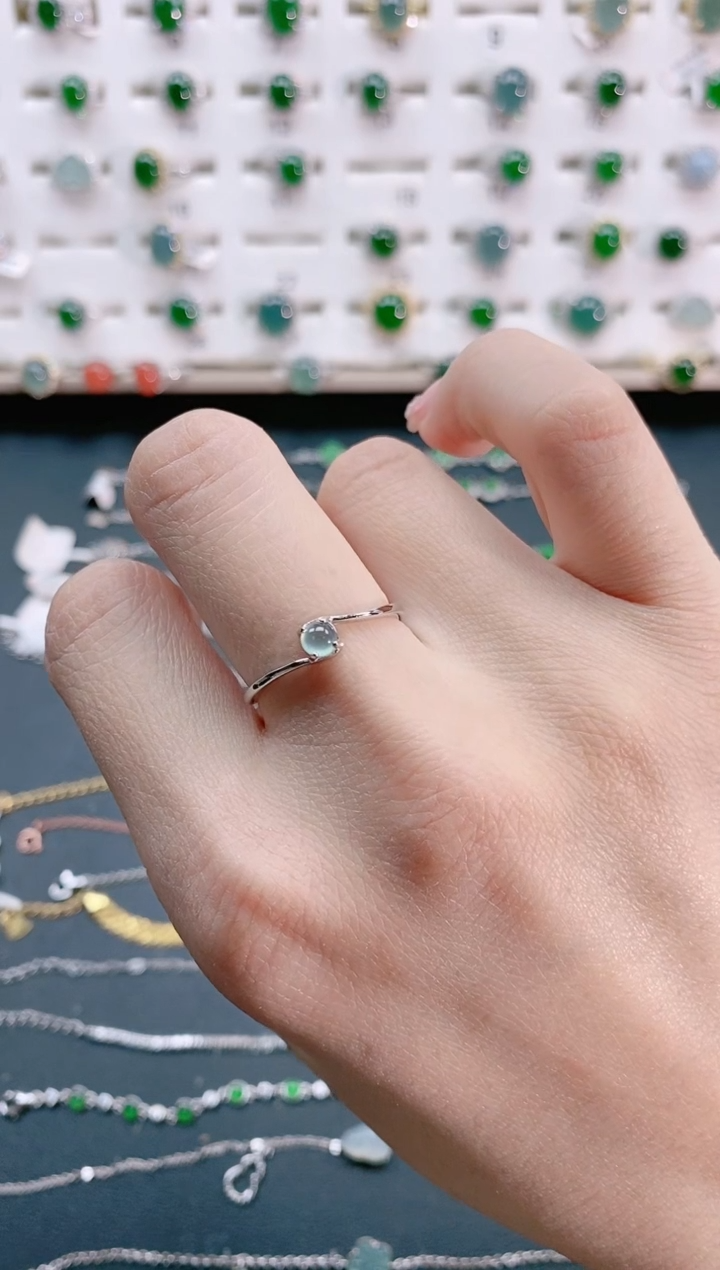 【闪购商品】翡翠戒指银S925镶嵌天然翡翠