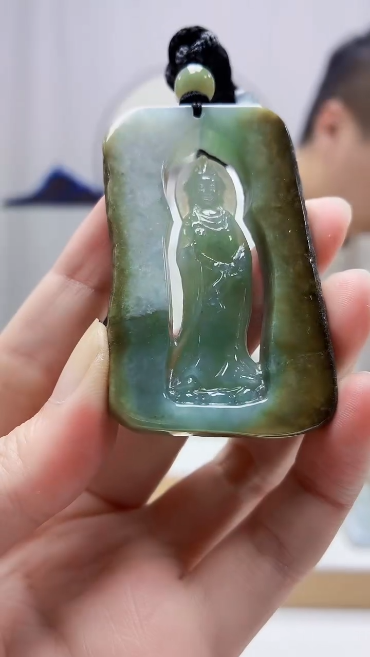 未镶嵌定制翡翠4898zm-毛货挂件44观音
