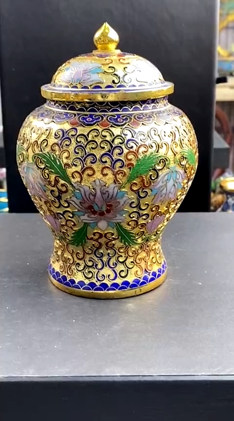 【闪购商品】非遗技艺 景泰蓝将军罐金地