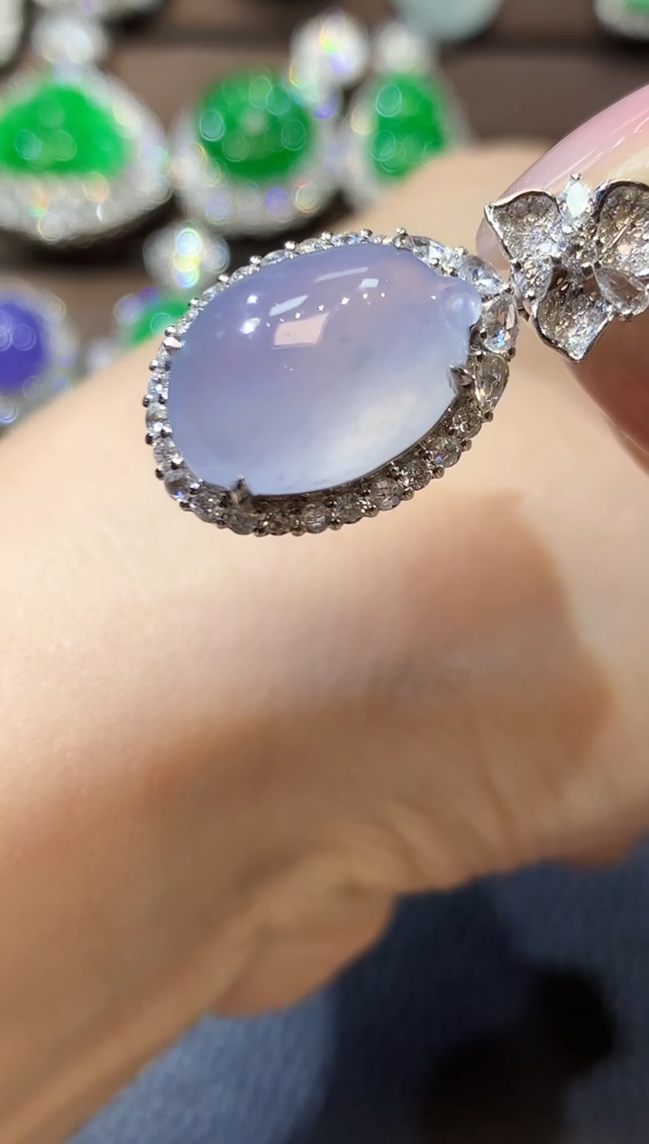 【闪购商品】翡翠吊坠(不含链)18K金镶嵌D42 紫货有一定色差