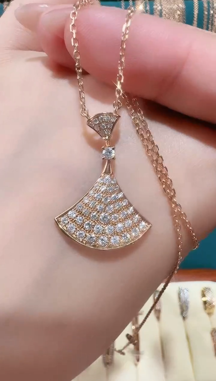 【闪购商品】钻石套链18K金镶嵌满钻大号裙子套链