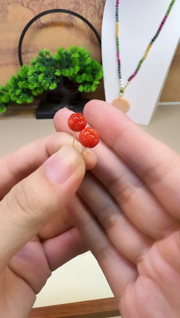 14K金镶嵌翡翠耳饰E194 