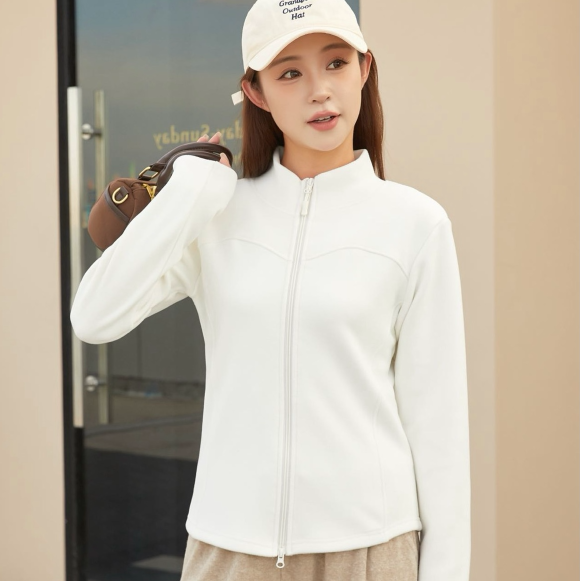 LU.LUU款[新款加绒上衣】修身版开衫立领拉链卫衣修身