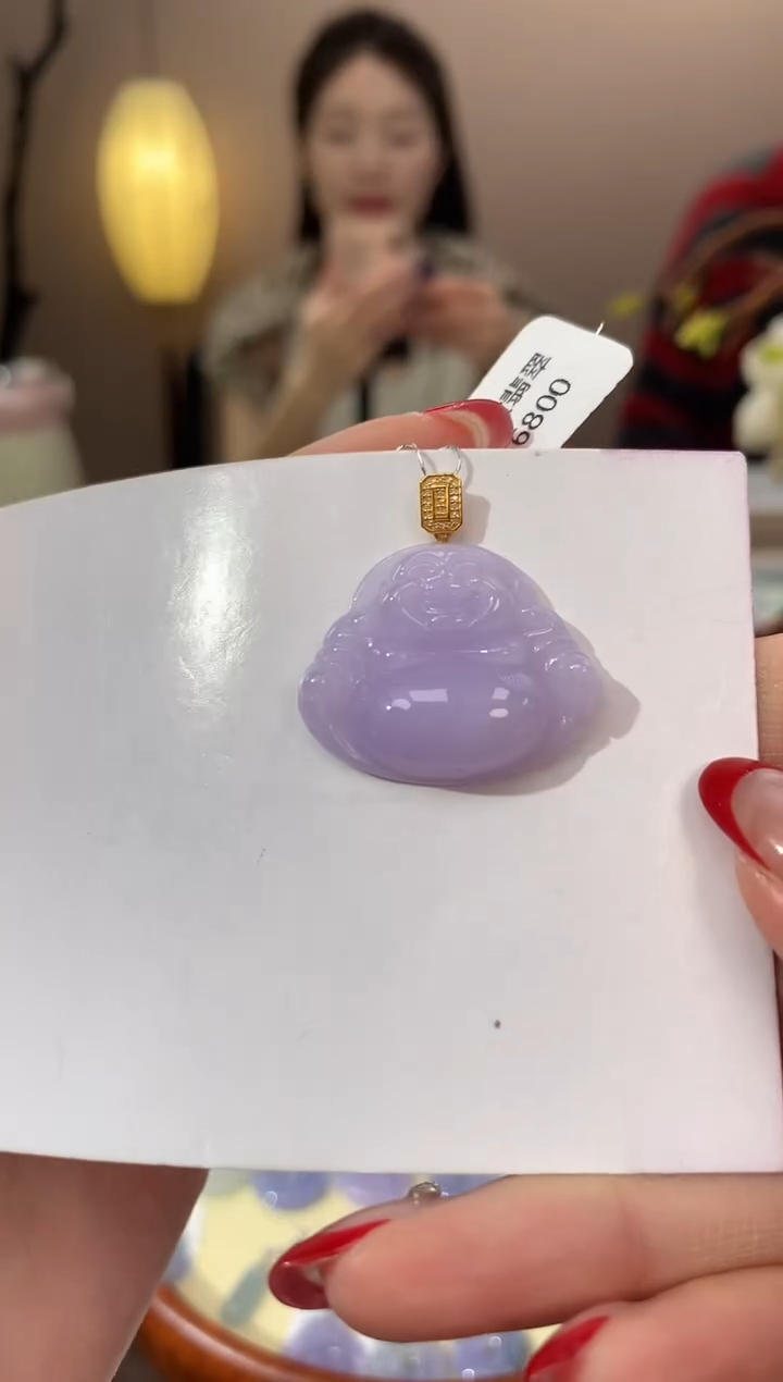 【闪购商品】翡翠颈饰18K金镶嵌天然缅甸a货翡翠